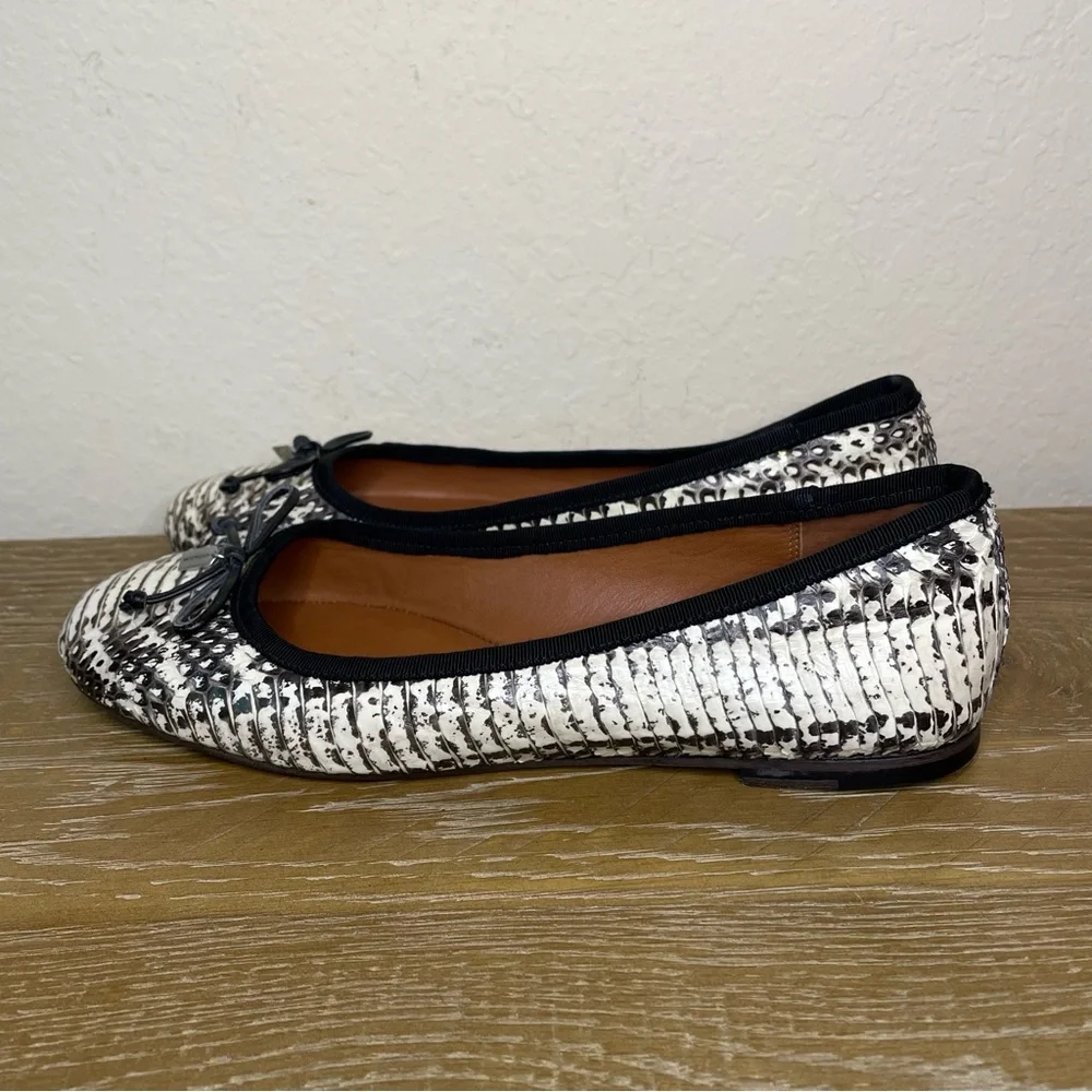 Coach Lola Ballet Black and White Snakeskin Flats Size 7